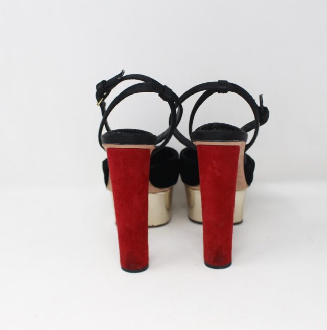 GIAMBATTISTA VALLI #14UWYQ Suede Silk Platform Heels Size 38.5