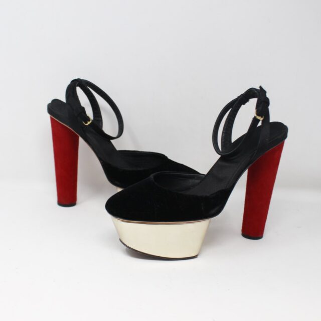 GIAMBATTISTA VALLI #14UWYQ Suede Silk Platform Heels Size 38.5