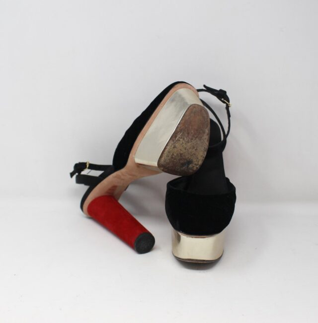 GIAMBATTISTA VALLI #14UWYQ Suede Silk Platform Heels Size 38.5