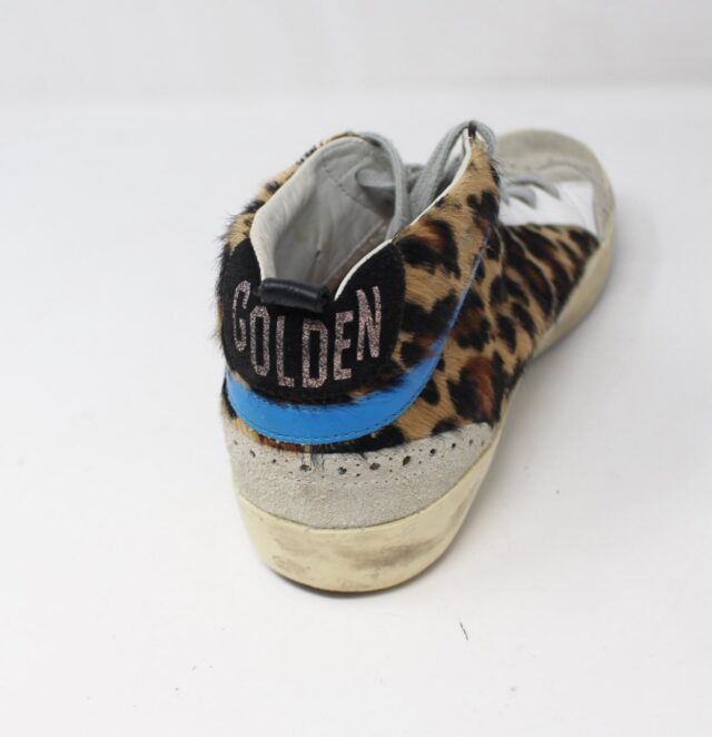 GOLDEN GOOSE #P4L3HN Mid Star Leopard Sneakers Size 38