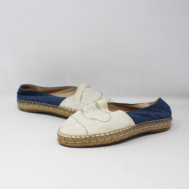PRADA #3QFLEV Denim Espadrilles Size 38.5