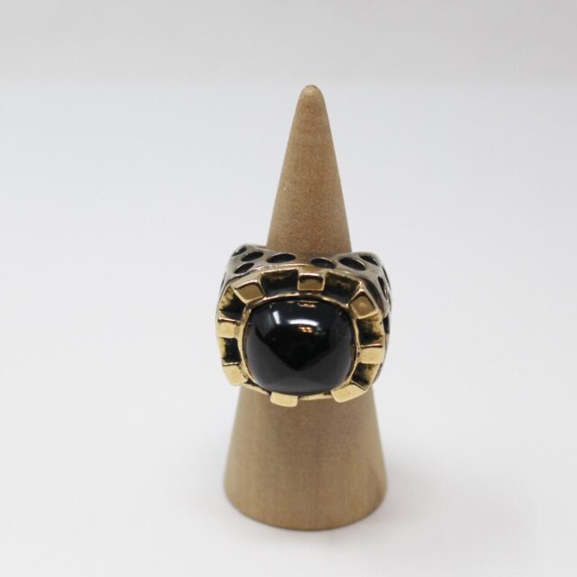 #AVKCL3 Two Tone 25 14K Black Stone Ring Size 10