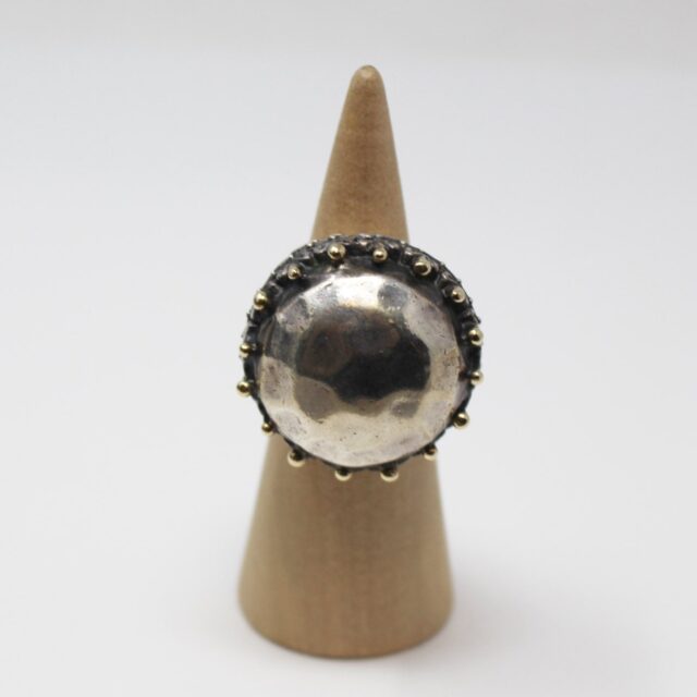 #F3TJVJ Two Tone 925 14K Round Ring Size 10