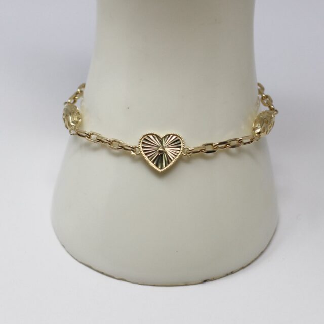10K Heart Charm Chain bracelet #WQCC73