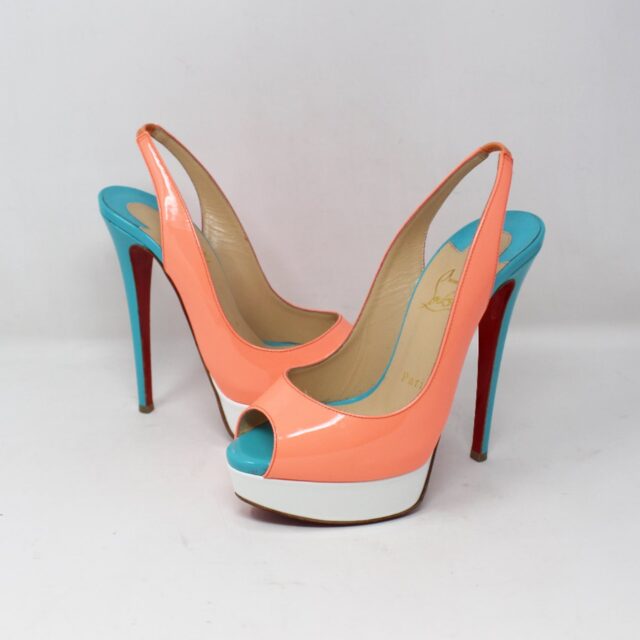 CHRISTIAN LOUBOUTIN #BAUEKF  Tricolor Lady Peed Slingback Pumps Size 36.5