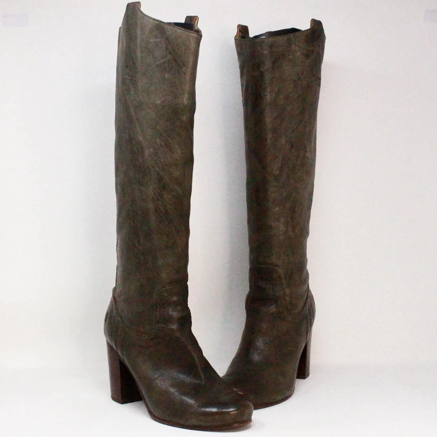 FRYE 38960 Long Leather Heel BootsUS 7.5 EU 37.5 1