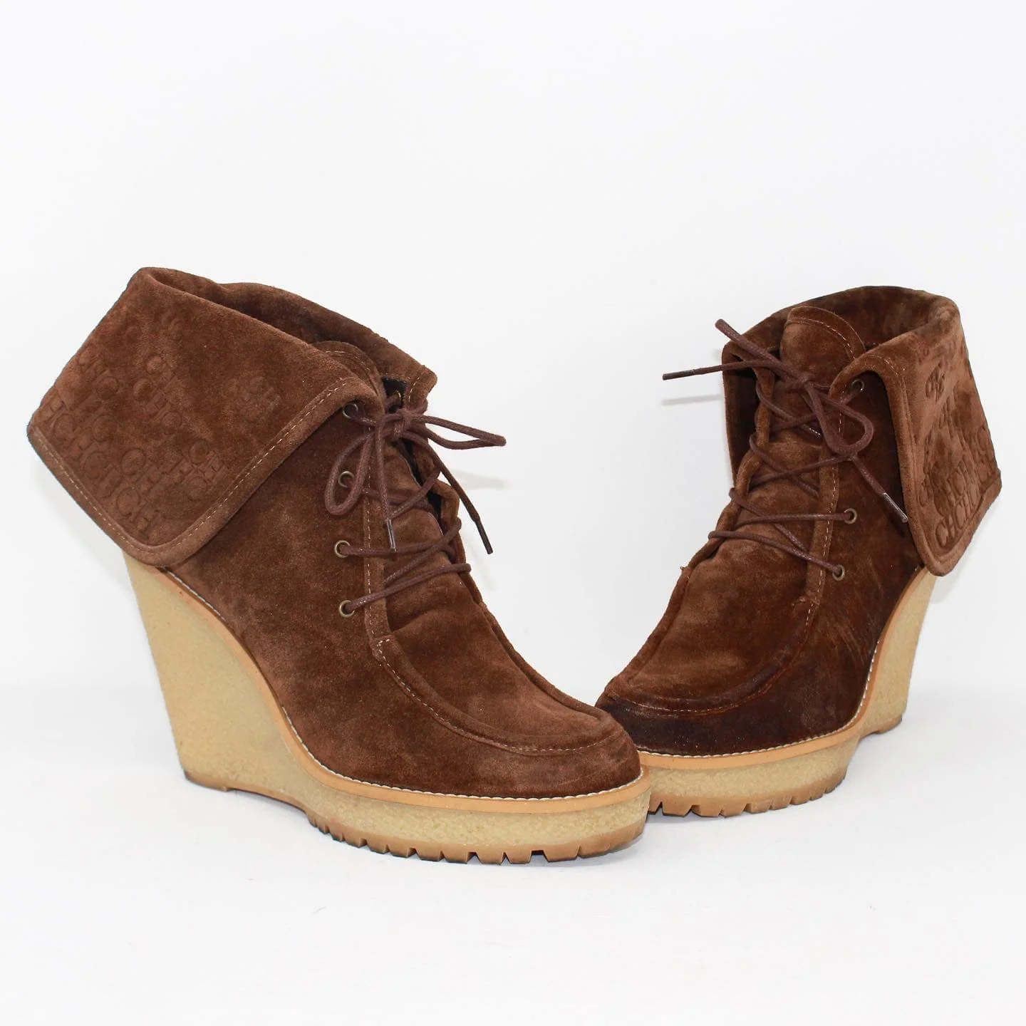 CAROLINA HERRERA 39173 Brown Suede Boots US 8 EU 38 a