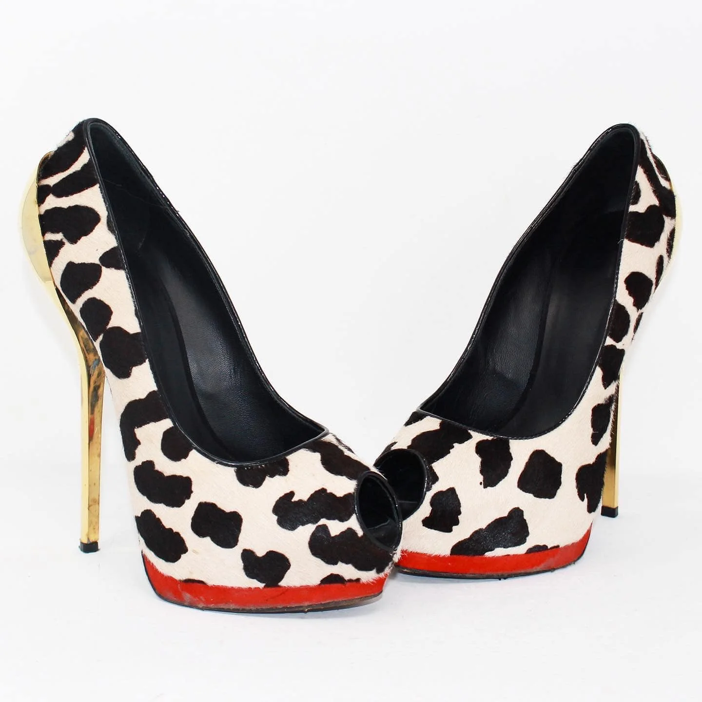 GIUSEPPE ZANOTTI 39157 Leopard Style Pony hair Platform Heels US 7 EU 37 a