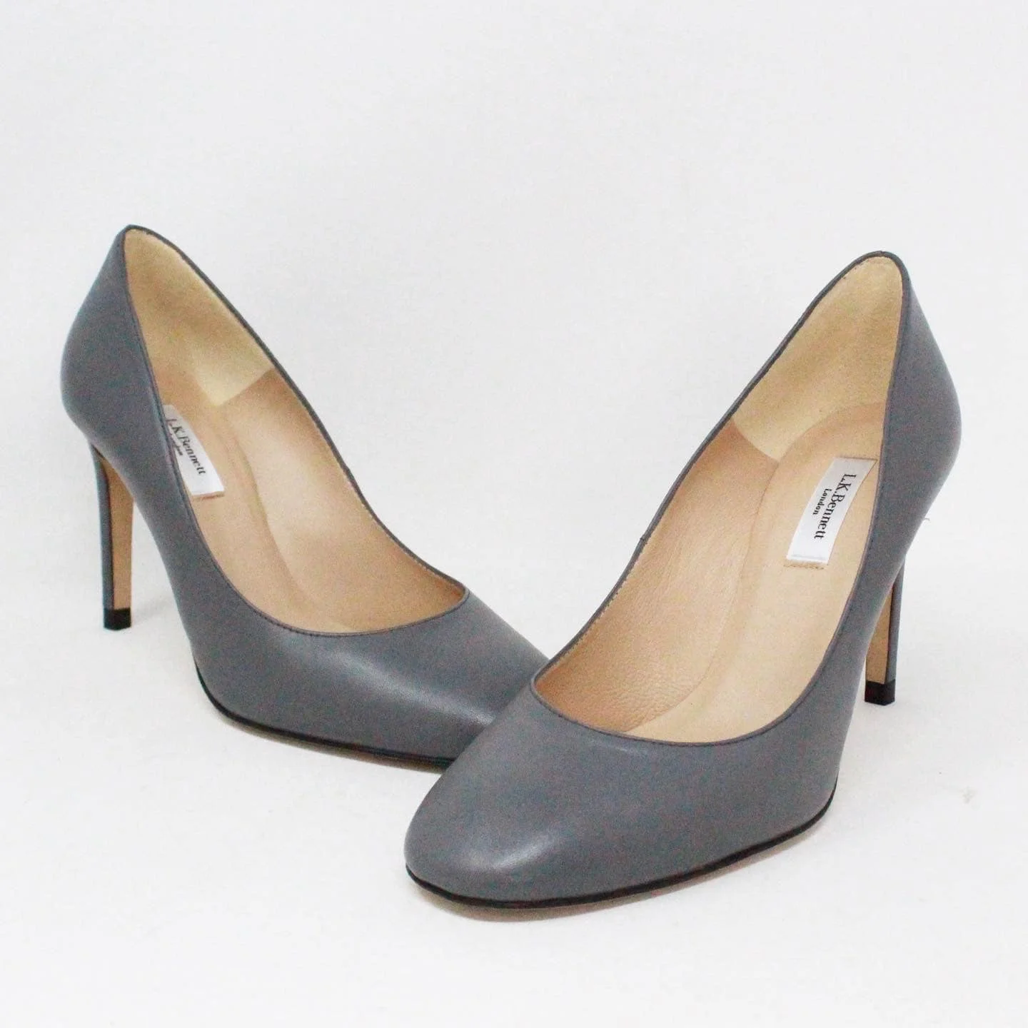 LK BENNETT 40101 Grey Leather Pumps US 7 EU 37 a