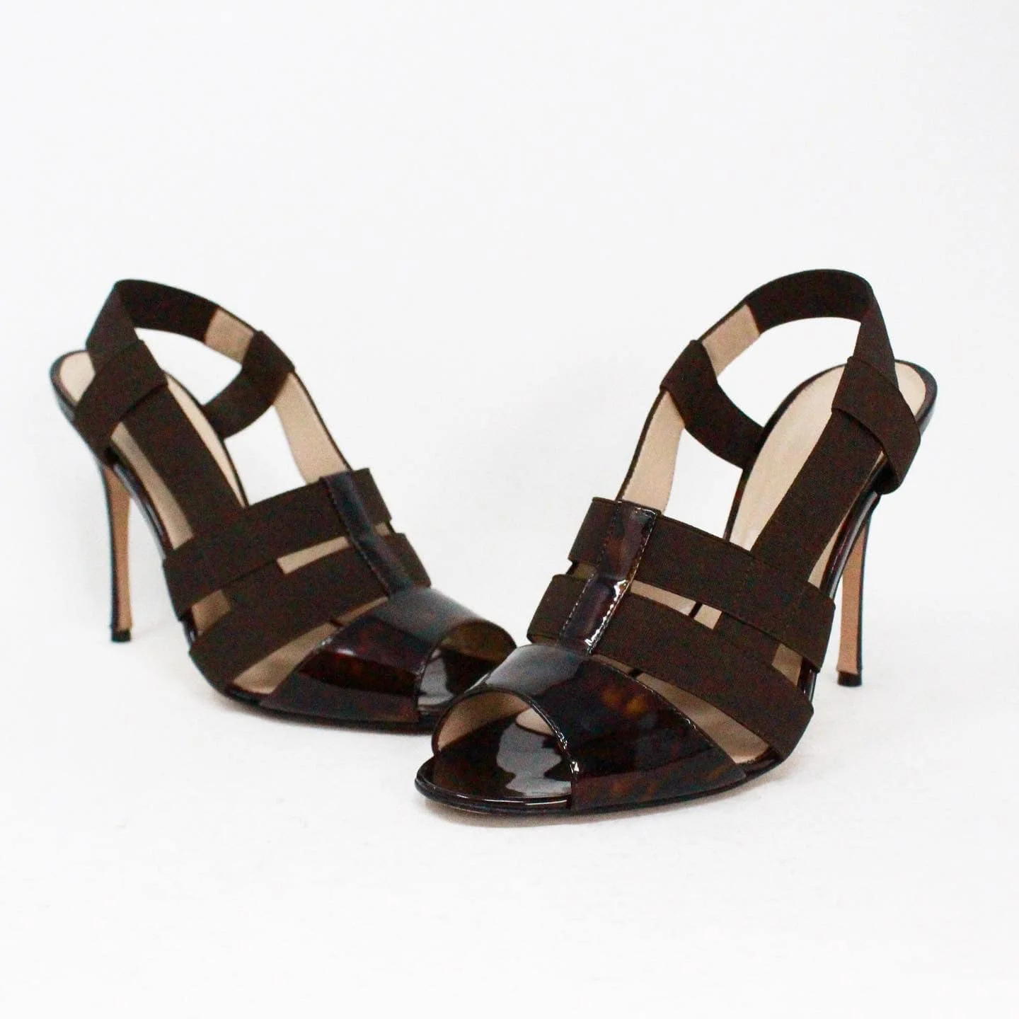 MANOLO BLAHNIK 41296 Brown Strap Heels US 6.5 EU 36.5 1
